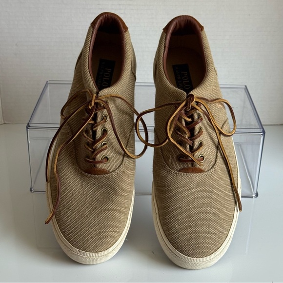 Polo Ralph Lauren Vaughn Beige Canvas & Suede Sneakers Size 10 D - Picture 7 of 11